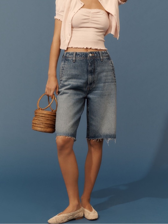 Anthropologie Pants - Pilcro The Lonnie high-rise denim Bermuda shorts